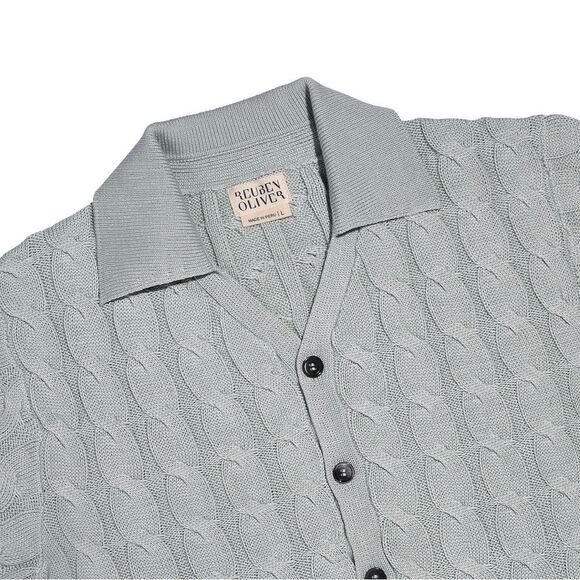 Reuben Oliver The Short Sleeve Country Club Button Down Sweater Mint Green SZ XL - Picture 9 of 9